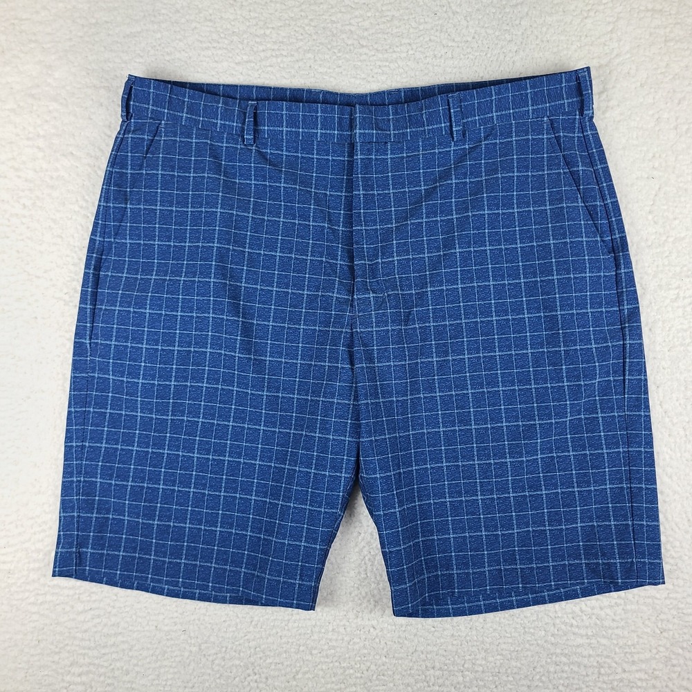 Walter Hagen Shorts Mens 40 Dark Blue Check 10" Inseam Performance Golf Chino